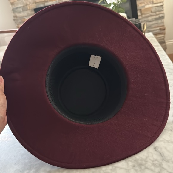 Leith wide brim hat burgundy red OS - Picture 3 of 4